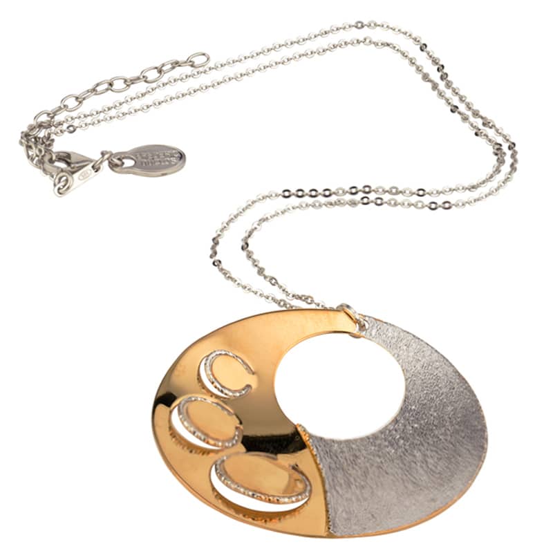 Sterling Silver and Gold Vermeil Open Circle Necklace by Frederic Duclos