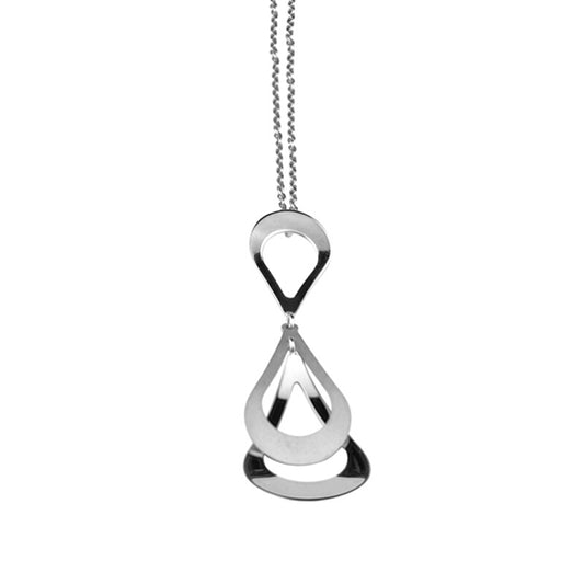 Sterling Silver Layered Matte/Bright Drops Necklace by Frederic Duclos