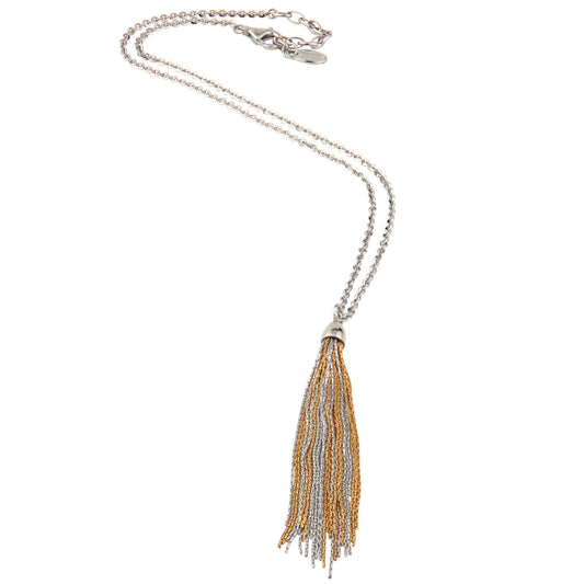 Sterling Silver and Gold Vermeil Tassle Chain Necklace by Frederic Duclos