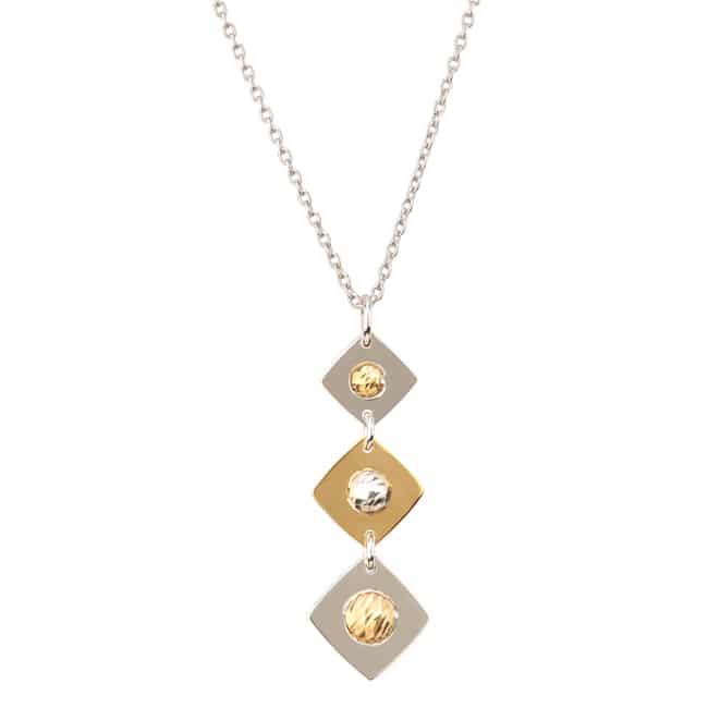 Sterling Silver and Gold Vermeil Harlequin Drop Necklace by Frederic Duclos