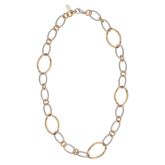 Sterling Silver and Gold Vermeil Link 20 inch Chain Necklace by Frederic Duclos