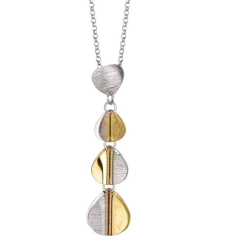 Sterling Silver & Yellow Gold Plated Sectional Necklace by Frederic Duclos