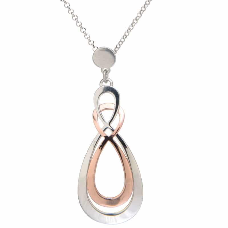 Sterling Silver And Rose Gold Plated Pear Shaped Necklace by Frederic Duclos