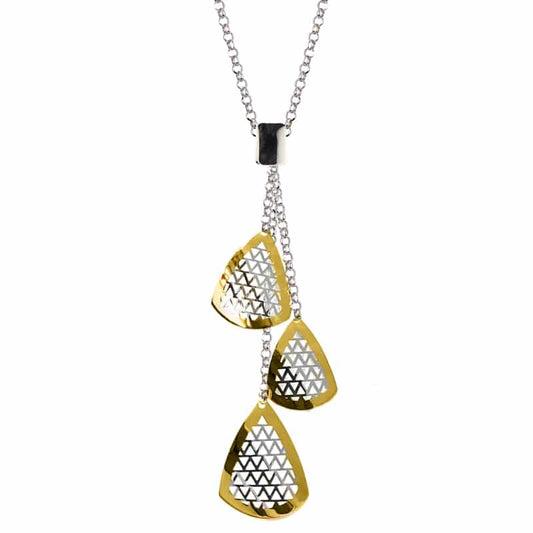 Sterling Silver and Yellow Gold Plated Triangle Grid Necklace by Frederic Duclos