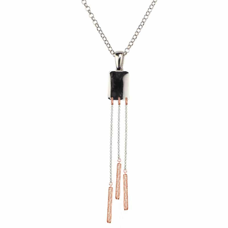 Sterling Silver and Rose Gold Plated Tabs and Tubes Necklace by Frederic Duclos