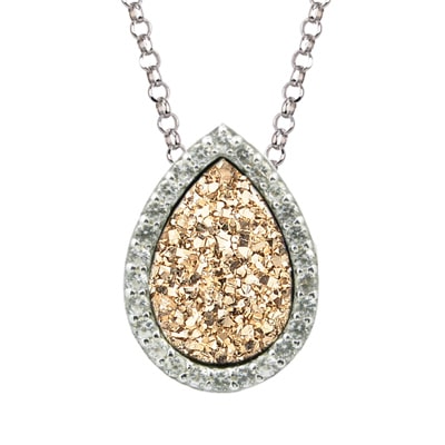 Sterling Silver Gold and Silver Drusy Quartz Necklace by Frederic Duclos