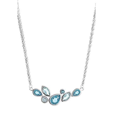 Sterling Silver Round Blue Topaz and London Blue Topaz Necklace by Boma