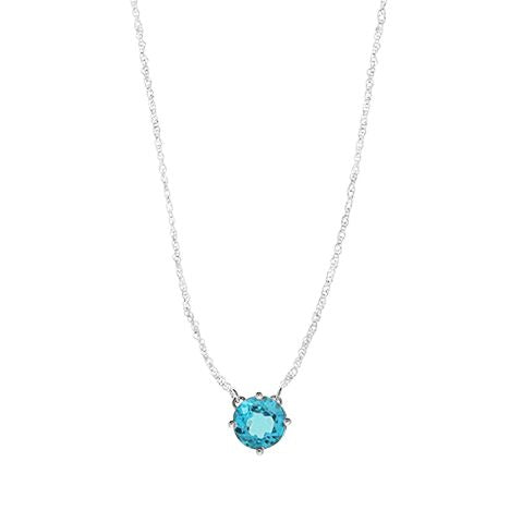 Sterling Silver Round Blue Topaz Necklace by Boma