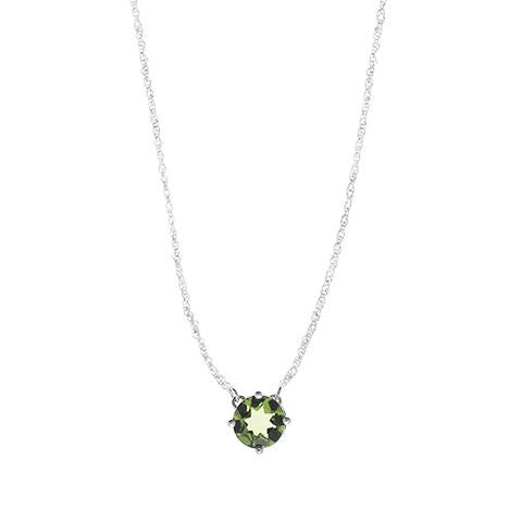 Sterling Silver Round Peridot Necklace by Boma