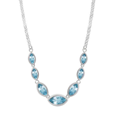 Sterling Silver Necklace with 7 Blue Topaz by Boma