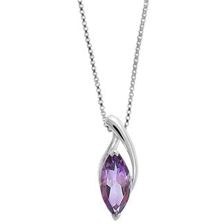 Sterling Silver Amethyst Oval Necklace by Boma