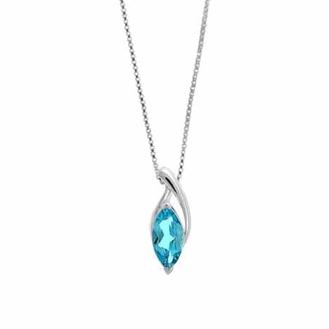 Sterling Silver 18 inch Blue Topaz Necklace by Boma