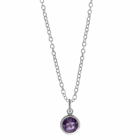 Sterling Silver 18 inch Necklace with Round Amethyst by Boma