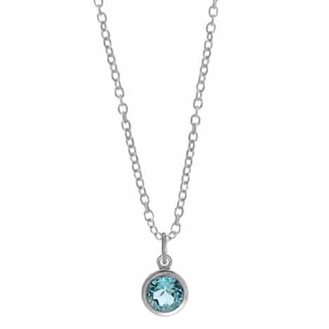 Sterling Silver 18 inch Necklace with Round Blue Topaz by Boma