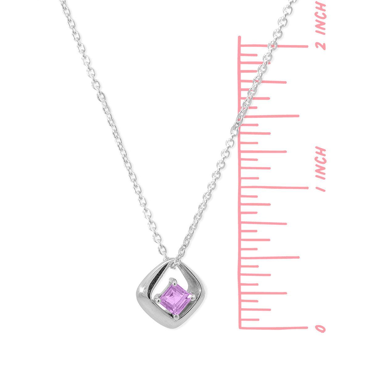 Sterling Silver Square Amethyst Necklace