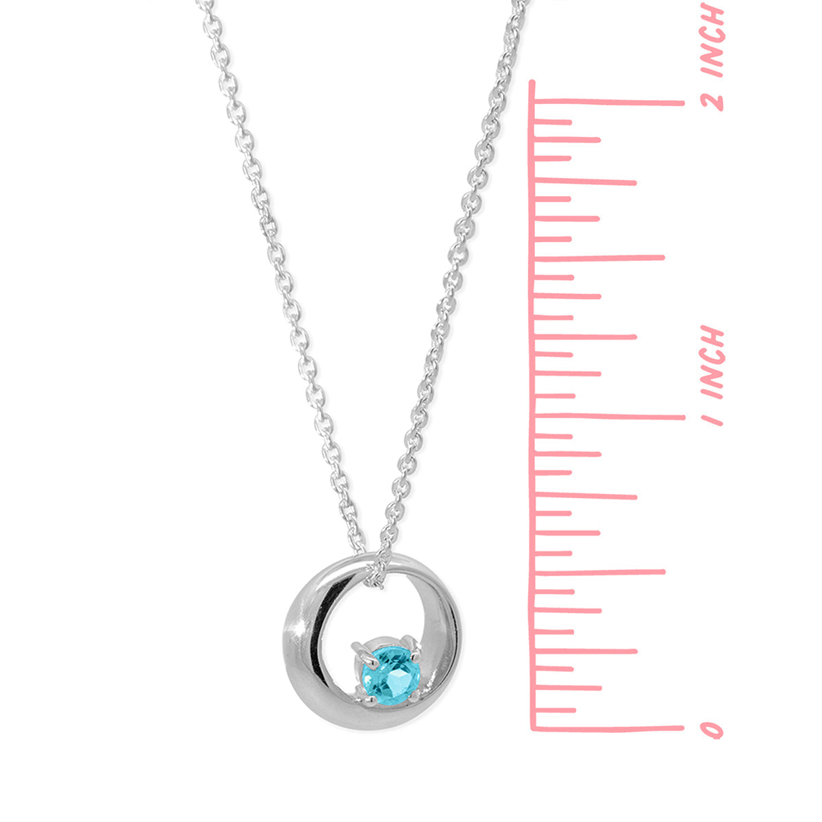 Sterling Silver Round Blue Topaz Necklace
