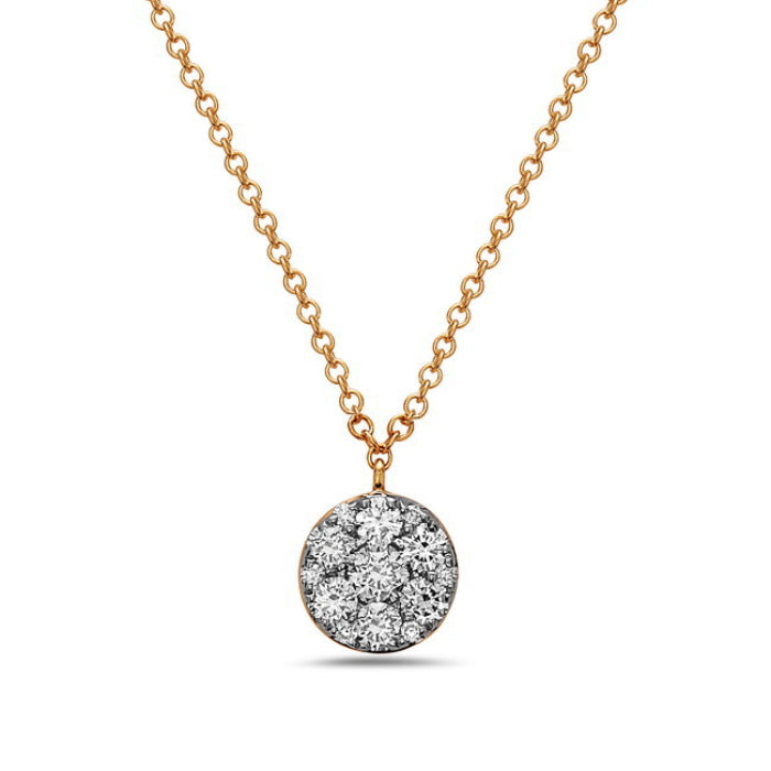 14K White and Yellow Gold Pave Diamond Circle Necklace by Bassali