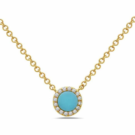 14K Yellow Gold Turquoise Necklace with Diamonds by Bassali