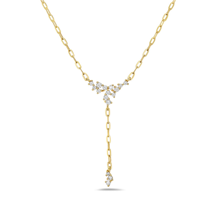 14 Karat Yellow Gold Diamond Y Necklace