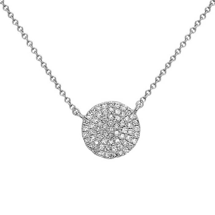 14K White Gold Circle Necklace with 63 Diamonds by Bassali