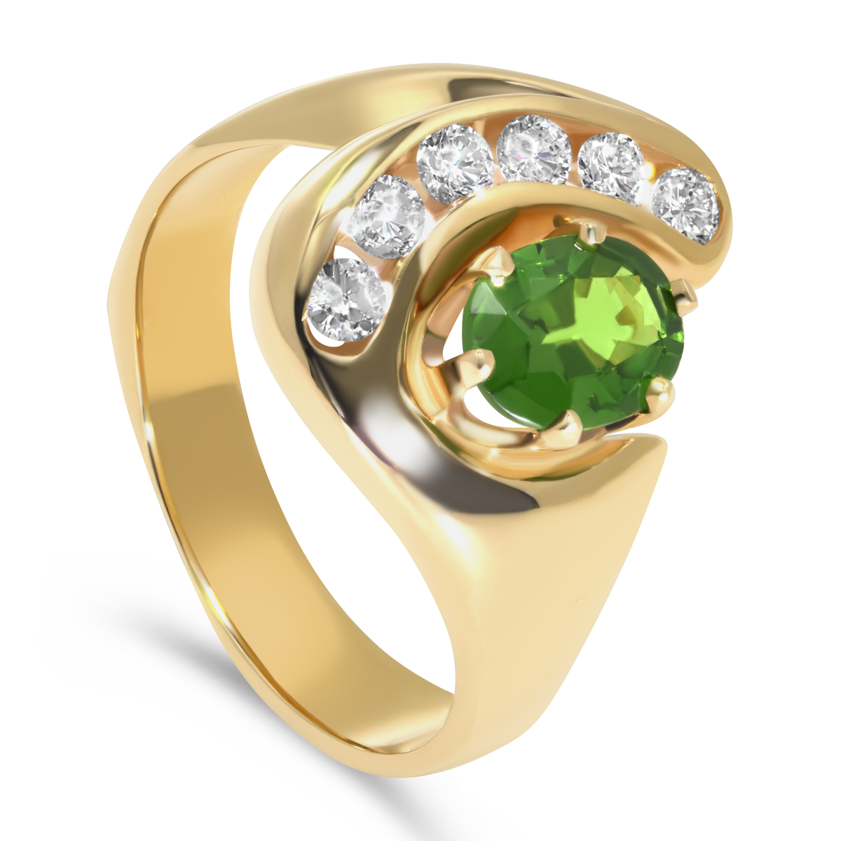 14K Yellow Gold Oval Tsavorite Ring