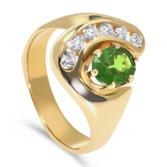 14K Yellow Gold Oval Tsavorite Ring