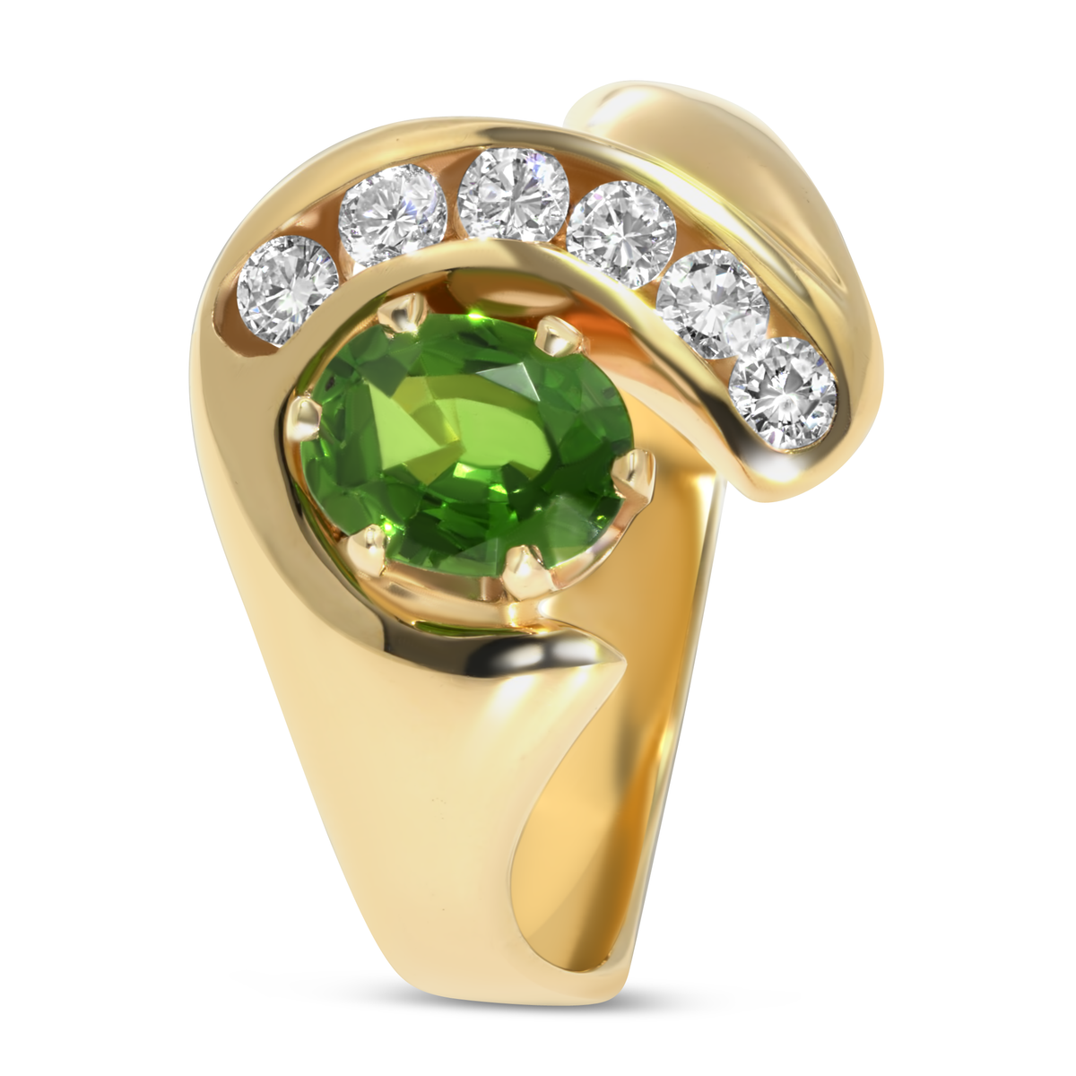 14K Yellow Gold Oval Tsavorite Ring
