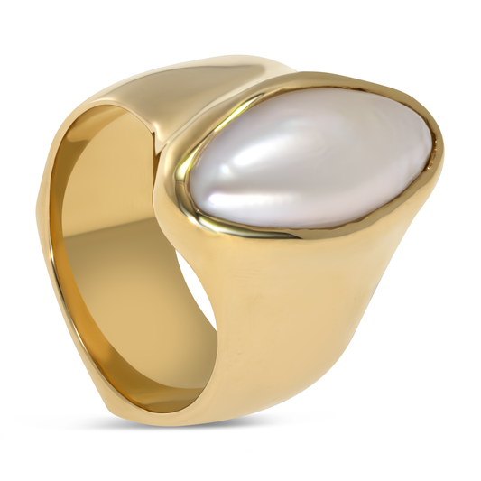 14K Yellow Gold Baroque Pearl Ring