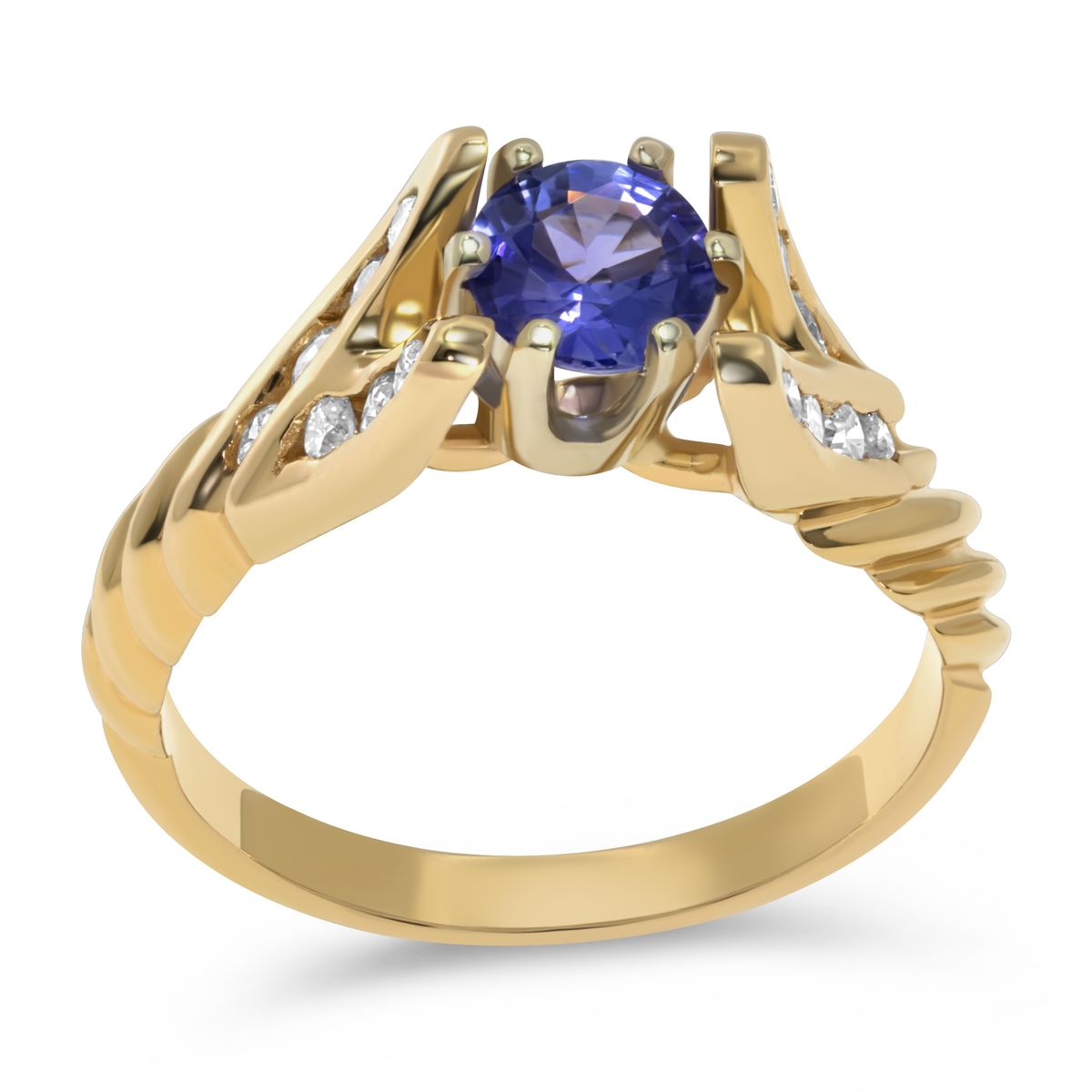 14K Yellow Gold Round Tanzanite Ring