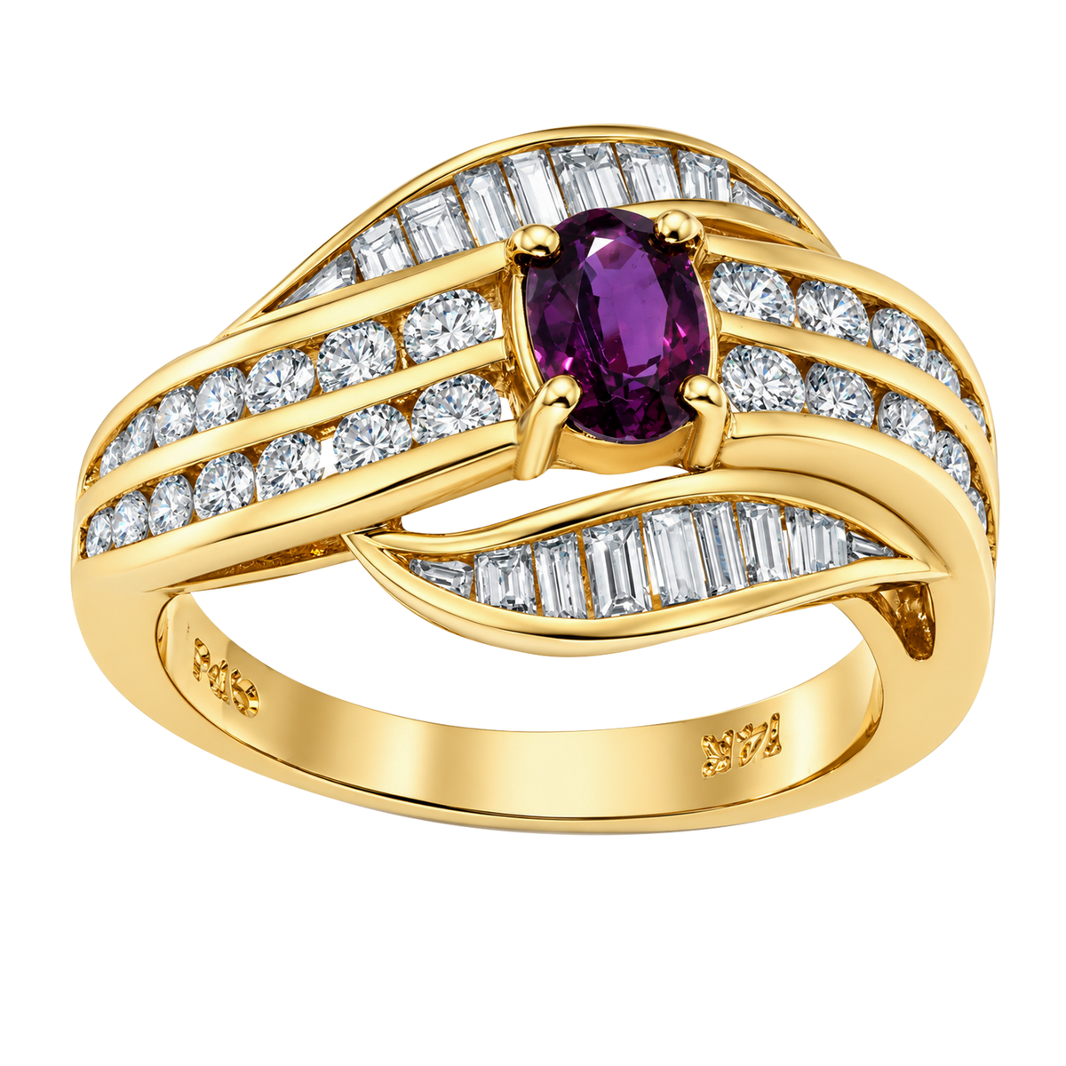 14K Yellow Gold Ruby & Diamond Ring