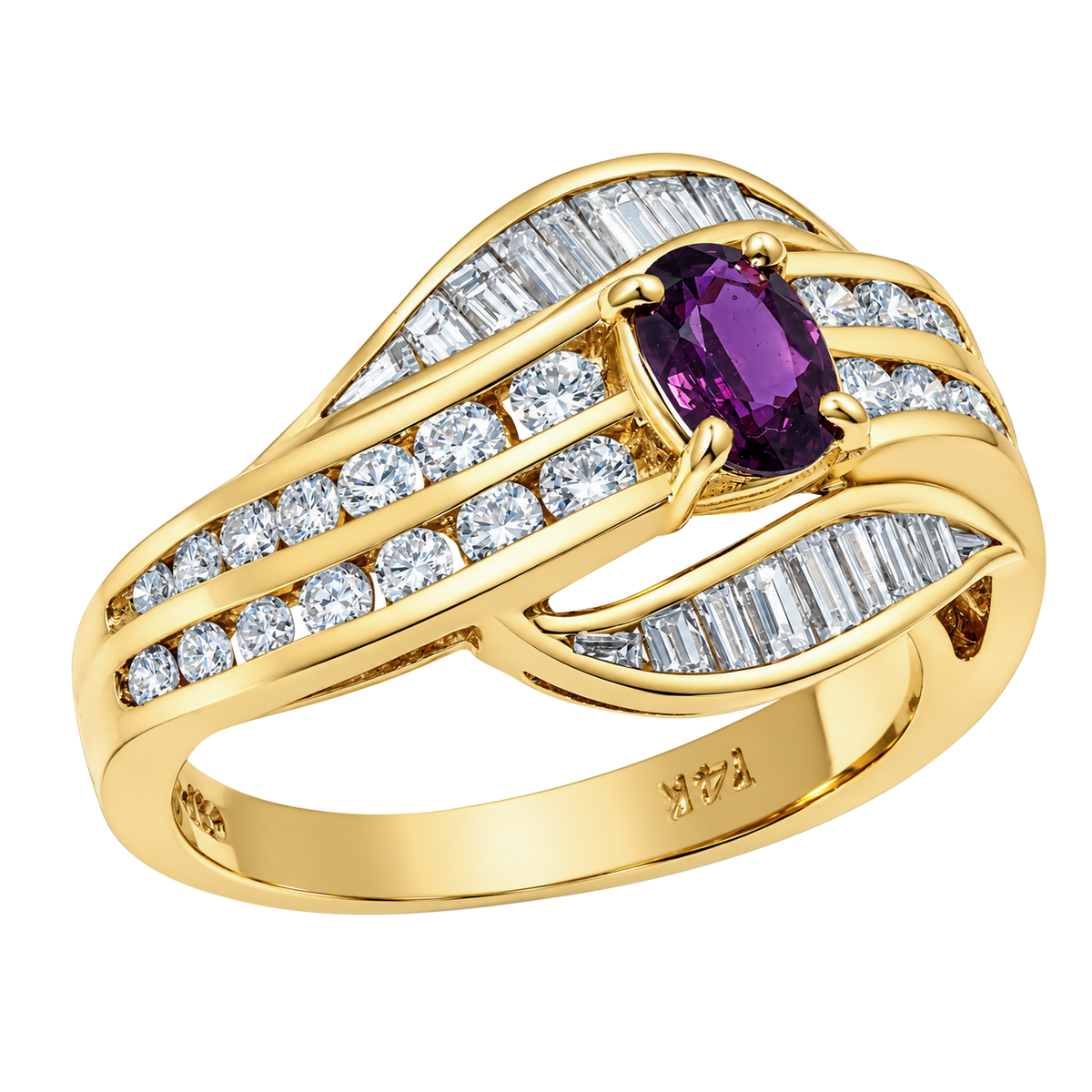 14K Yellow Gold Ruby & Diamond Ring