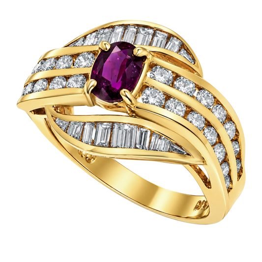 14K Yellow Gold Ruby & Diamond Ring