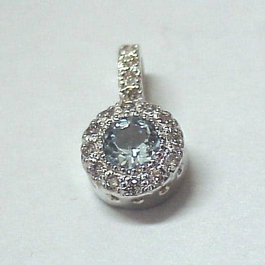 14K White Gold Aquamarine Pendant with Accent Diamonds by Bassali