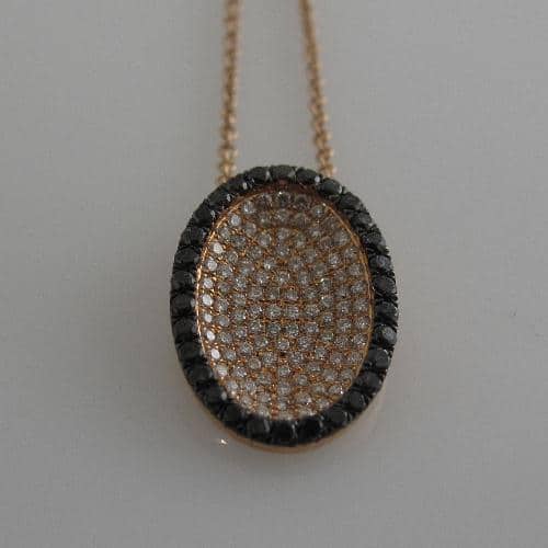 14K Rose Gold Black and White Diamond Necklace by Bassali