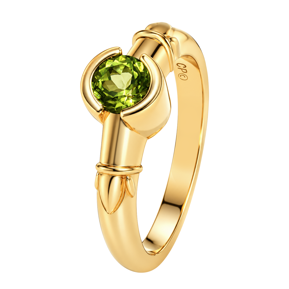 14K Yellow Gold Round Peridot Ring