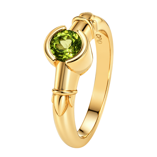 14K Yellow Gold Round Peridot Ring