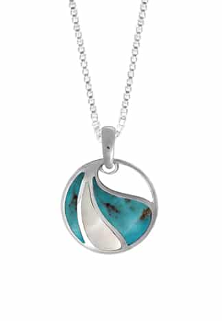 Sterling Silver Turquoise and Mother of Pearl Pendant by Boma