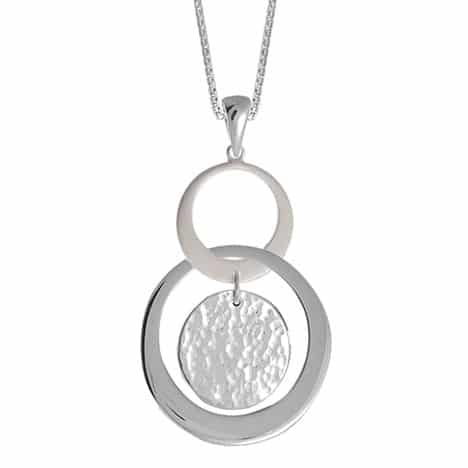 Sterling Silver Matte and Hammered Circles Pendant by Boma