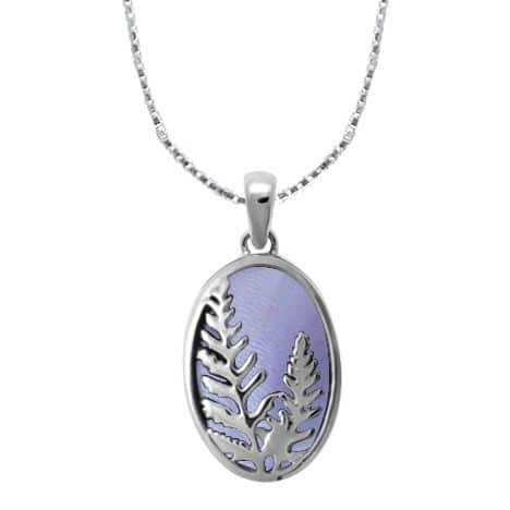 Sterling Silver Purple Mother of Pearl Fern Necklace by Boma