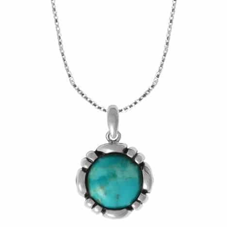 Sterling Silver Round Turquoise Pendant by Boma