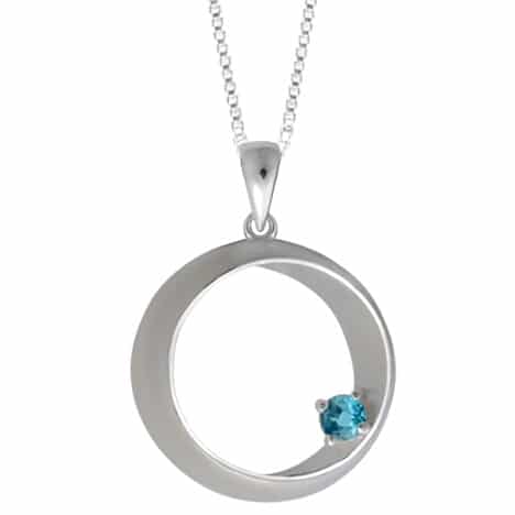 Sterling Silver Blue Topaz Pendant with Matte Hi-Polish Finish by Boma