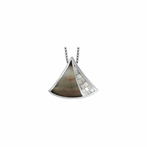 Sterling Silver White and Black Mother of Pearl Mosaic Pendant by Boma