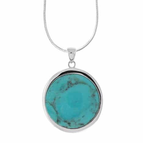 Sterling Silver Round with Turquoise - Pendant Only by Boma