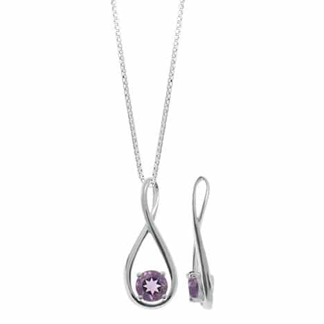 Sterling Silver Round Amethyst Pendant by Boma