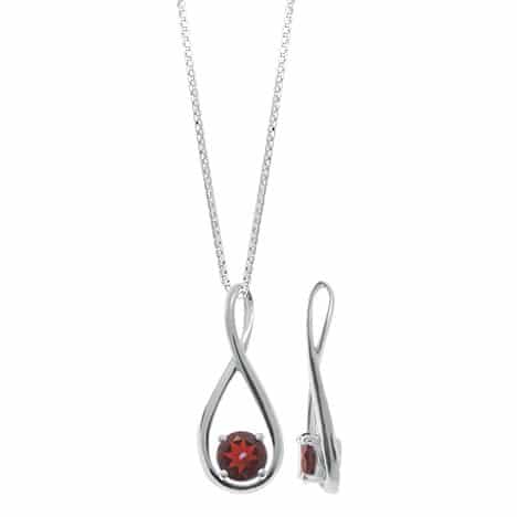 Sterling Silver Round Garnet Pendant by Boma