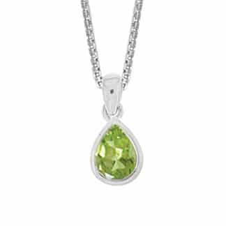 Sterling Silver Teardrop Peridot Pendant by Boma