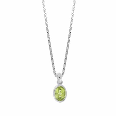 Sterling Silver Faceted Peridot with Pendant Only by Boma