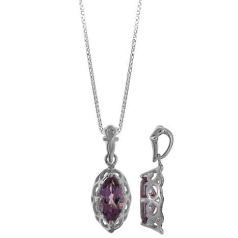 Sterling Silver Amethyst Marquee Pendant by Boma