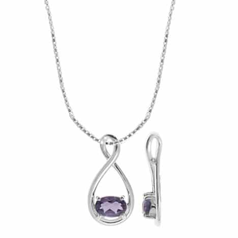 Sterling Silver Figure 8 Oval Amethyst Pendant by Boma