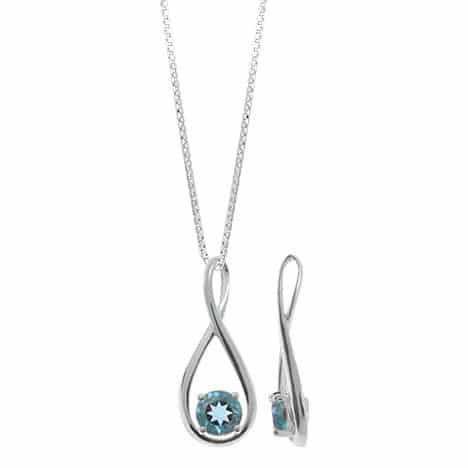 Sterling Silver Loop Pendant with Blue Topaz by Boma